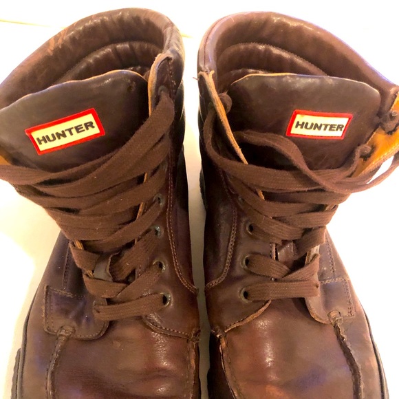 🎩 DONATED -HUNTER BOOTS Brown Leather 9 🎩 - Picture 2 of 7